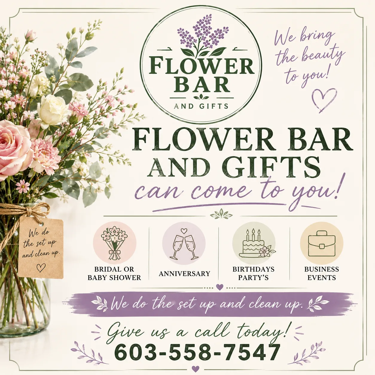 Book The Flower Bar For Parties and Events! Book The Flower Bar For Parties and Events!