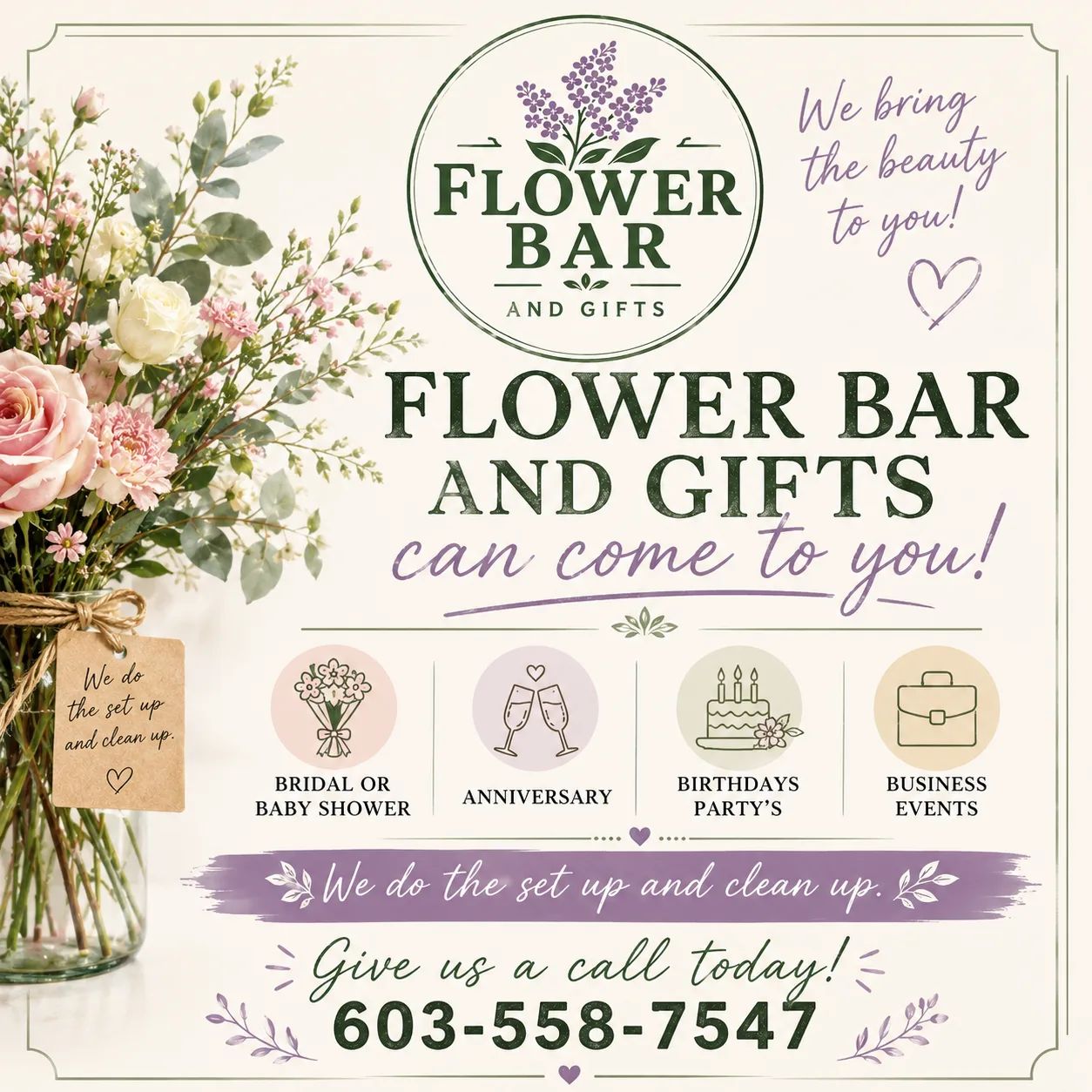 Book The Flower Bar For Parties and Events!