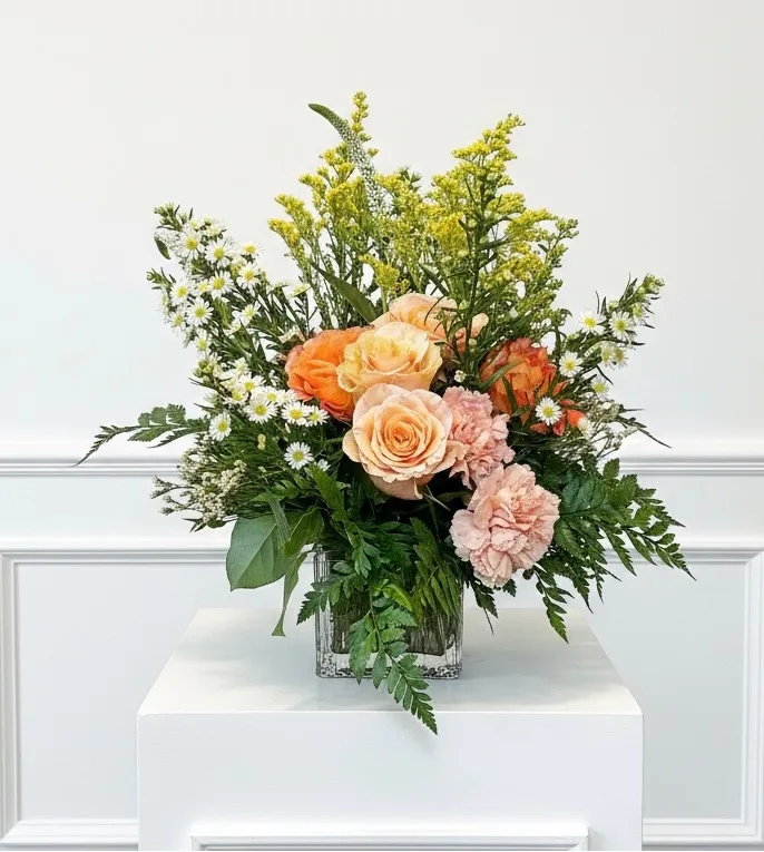 Poetic Pastel Peach and Pink roses and carnations Poetic Pastel Peach and Pink roses and carnations