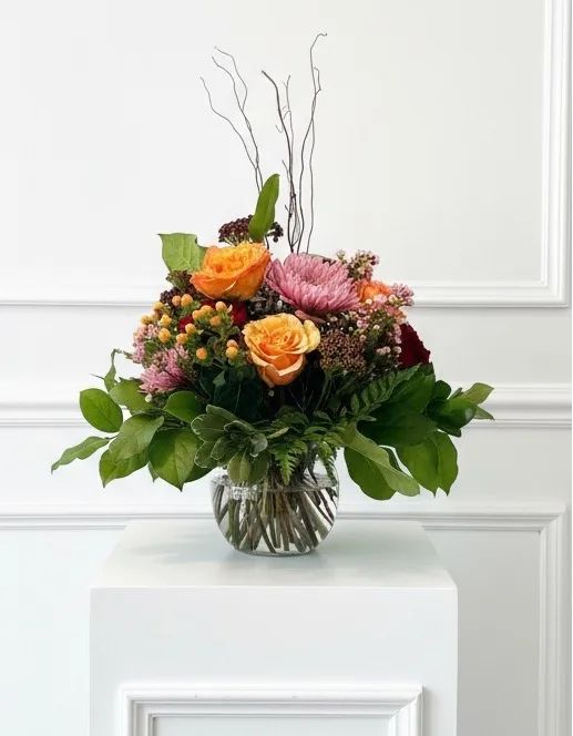 Canyon Dusk Rose bowl arrangement