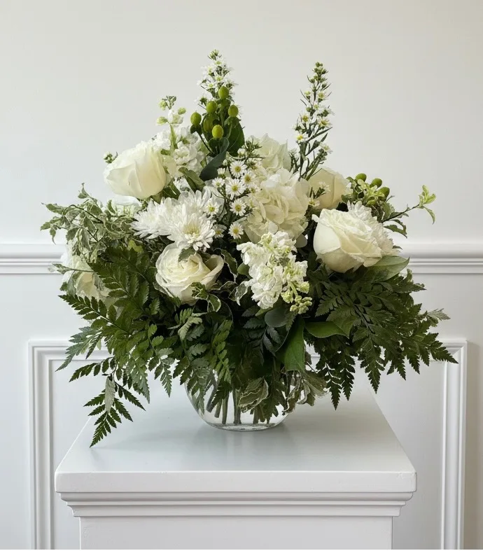 Purely Blanc White Playa Blanca Garden Rose Arrangement Purely Blanc White Playa Blanca Garden Rose Arrangement