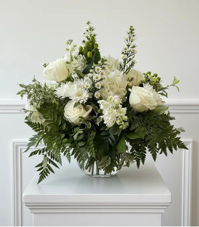 Purely Blanc White Playa Blanca Garden Rose Arrangement