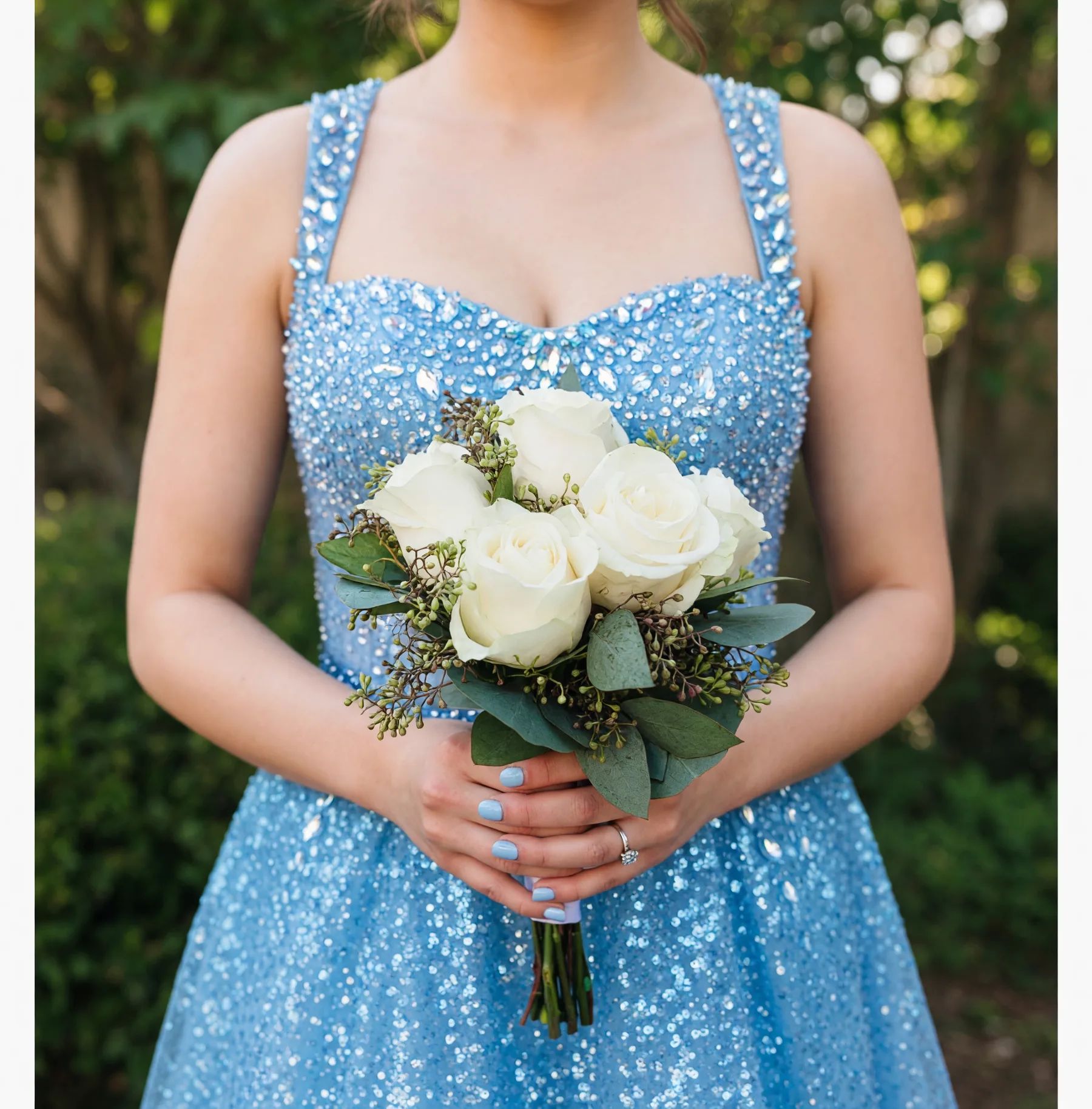 Homecoming Mini Bouquet White Roses/Carnations