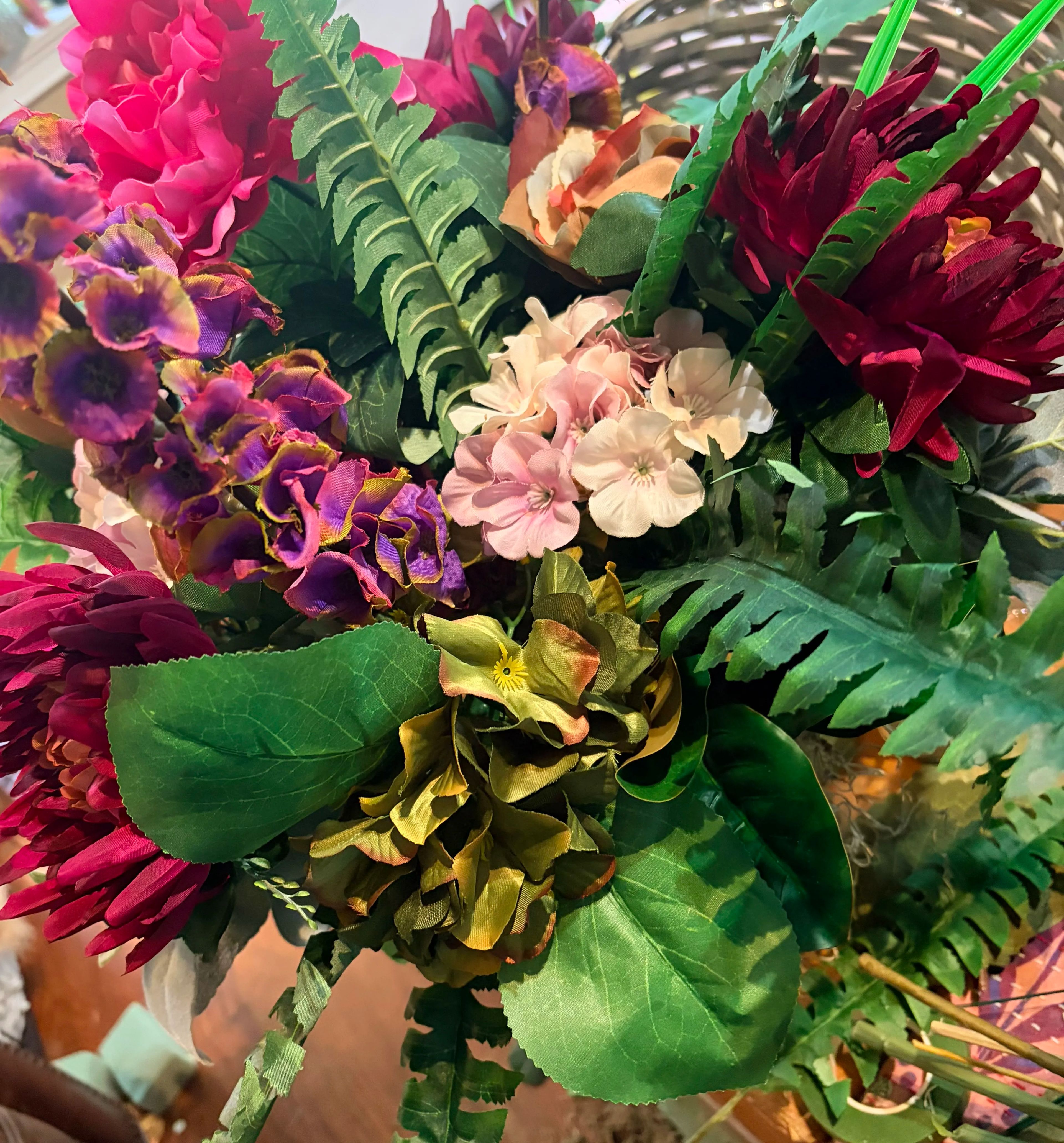 Forever Yours Faux Flower Grave Vase Arrangement-Autumn