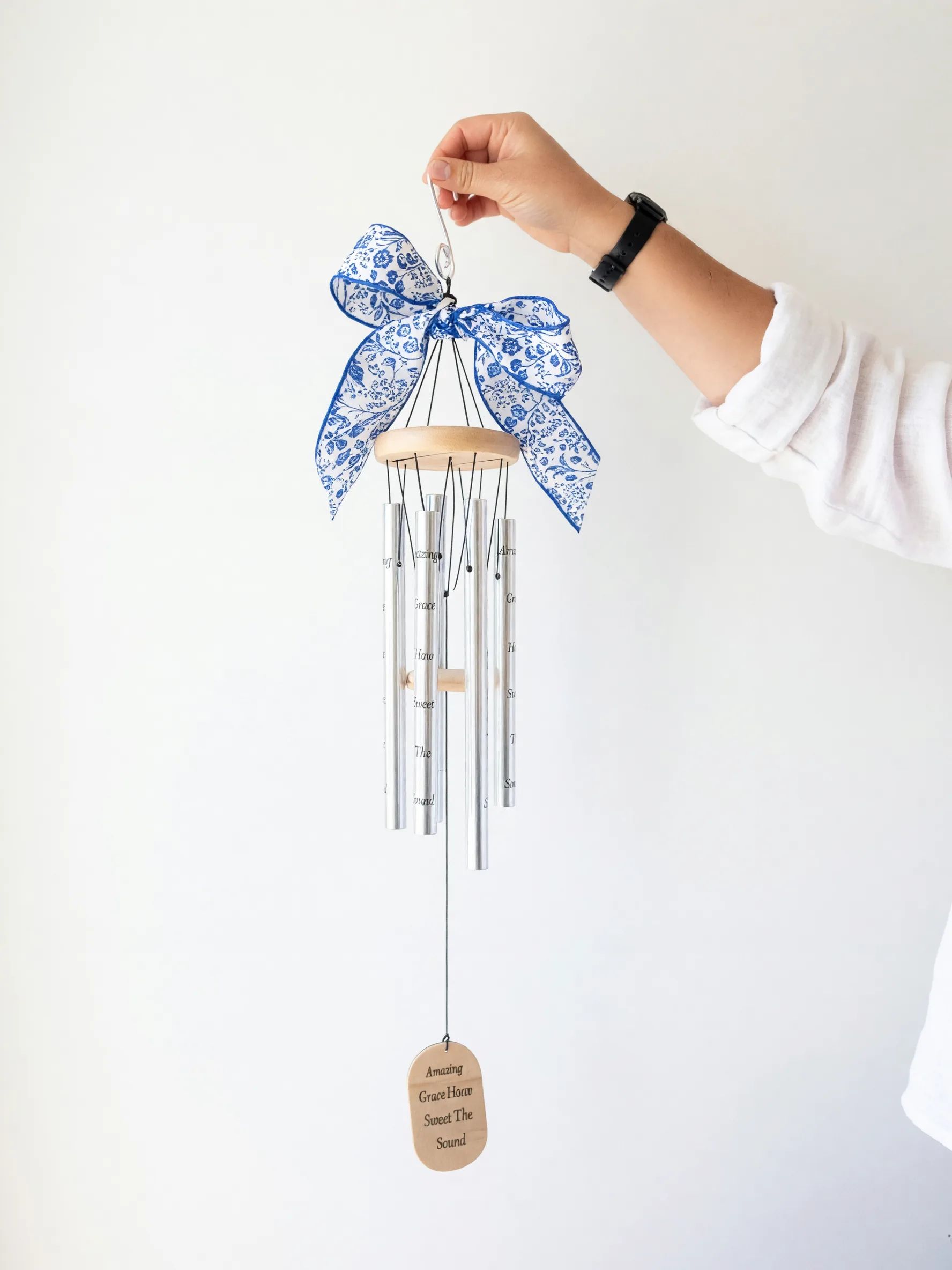 Memory Wind Chimes Silver Amazing Grace 40"
