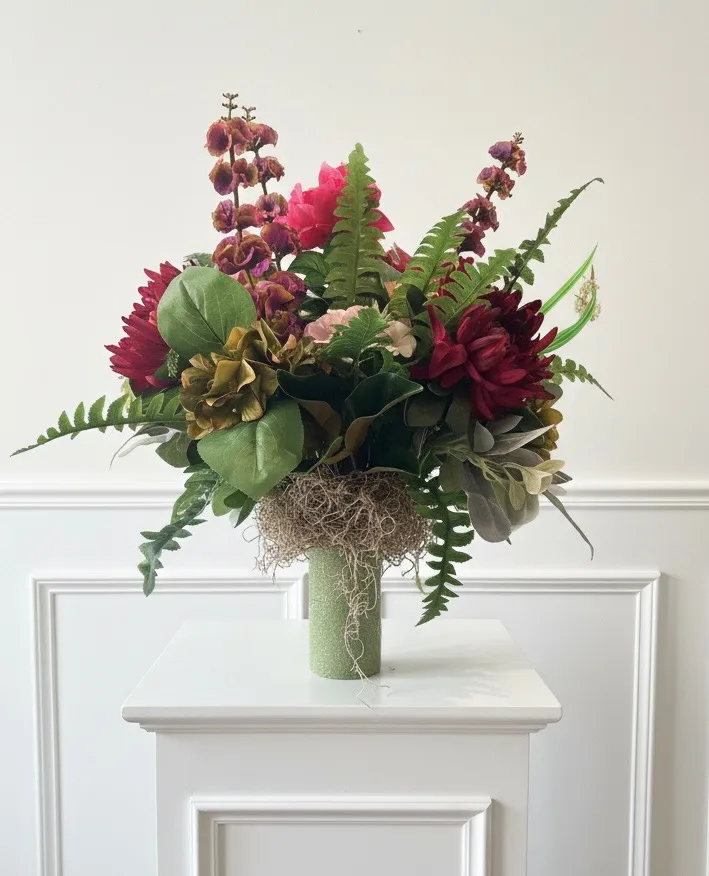Forever Yours Faux Flower Grave Vase Arrangement-Autumn Forever Yours Faux Flower Grave Vase Arrangement-Autumn