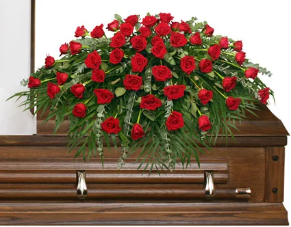Majestic Tribute Red Rose Casket Spray Majestic Tribute Red Rose Casket Spray