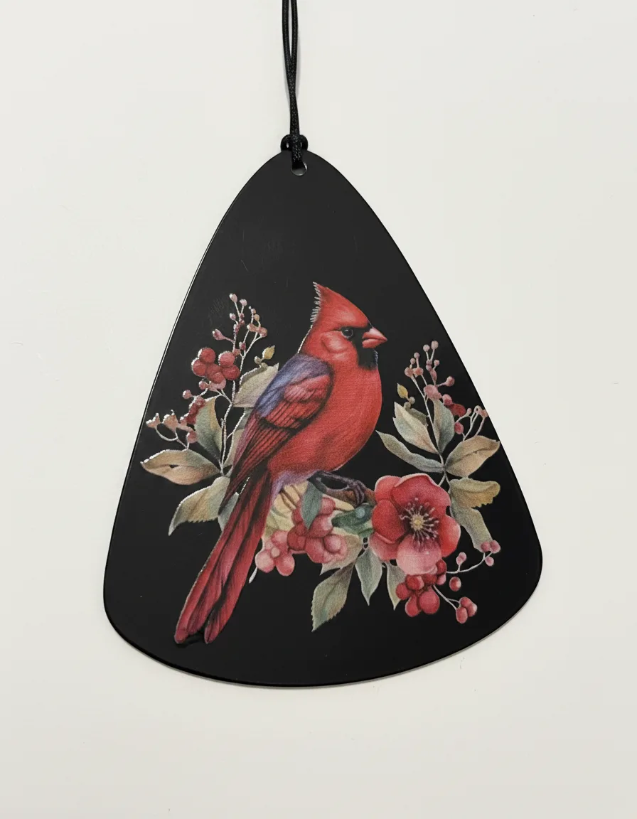Memory Wind Chimes Black Printed Cardinal 30" Memory Wind Chimes Black Printed Cardinal 30"