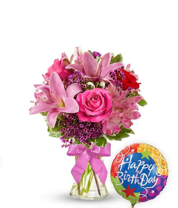 Lily & Rose Celebration with Birthday Balloon