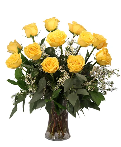 Dozen Yellow Roses Flower Arrangement Dozen Yellow Roses Flower Arrangement