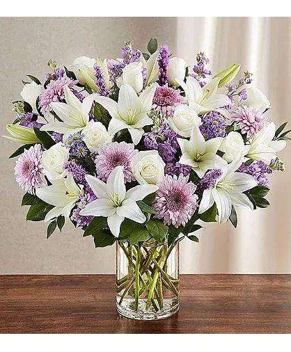 Sincerest Sorrow Lavender & White Vase Arrangement