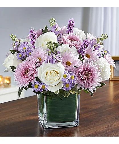 Healing Tears Lavender & White Vase Arrangement
