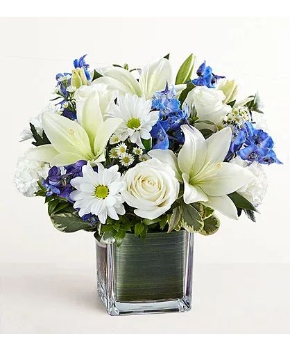 Healing Tears Blue & White Vase Arrangement