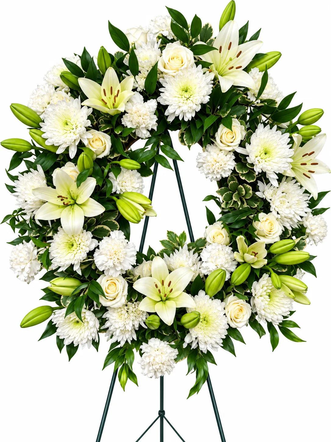 Lush White Sympathy Wreath