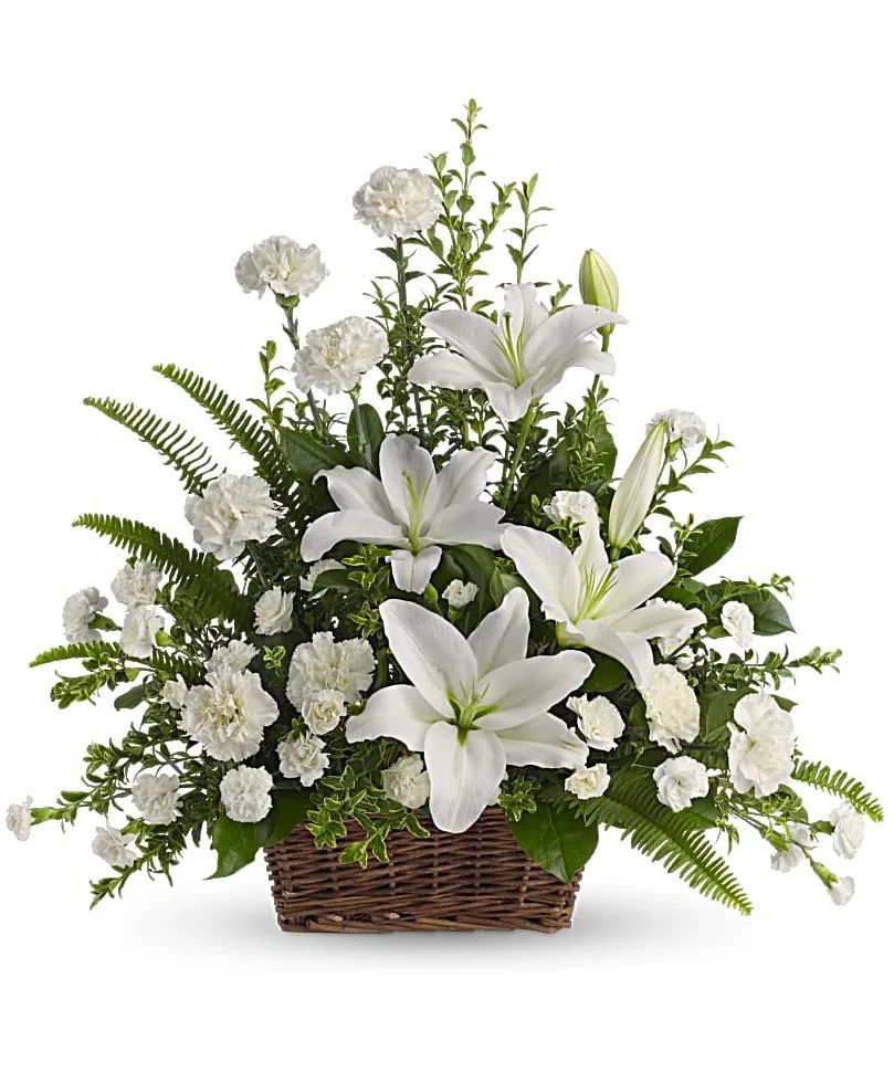 Peaceful White Lilies Basket