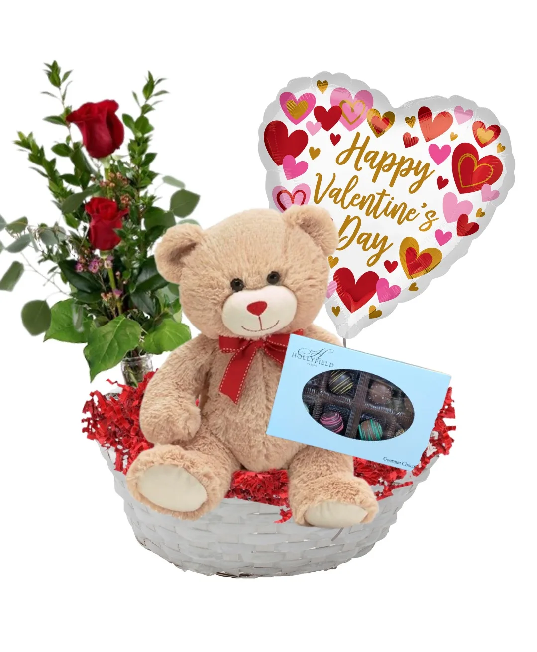You're So Sweet Valentine!! Basket - Bud vase, Chocolate, Mylar, Plush You're So Sweet Valentine!! Basket - Bud vase, Chocolate, Mylar, Plush
