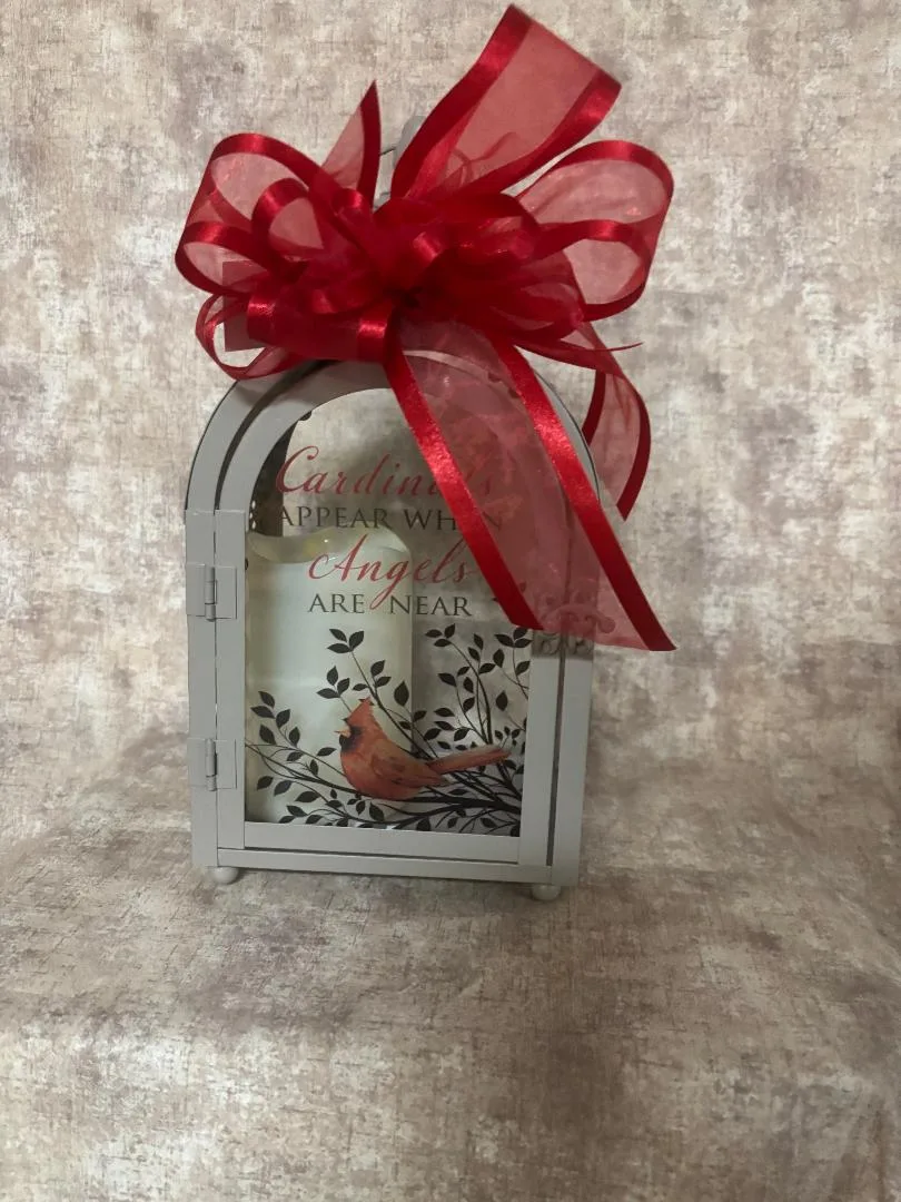 Lanterns, Clay colored metal cardinal lantern Lanterns, Clay colored metal cardinal lantern