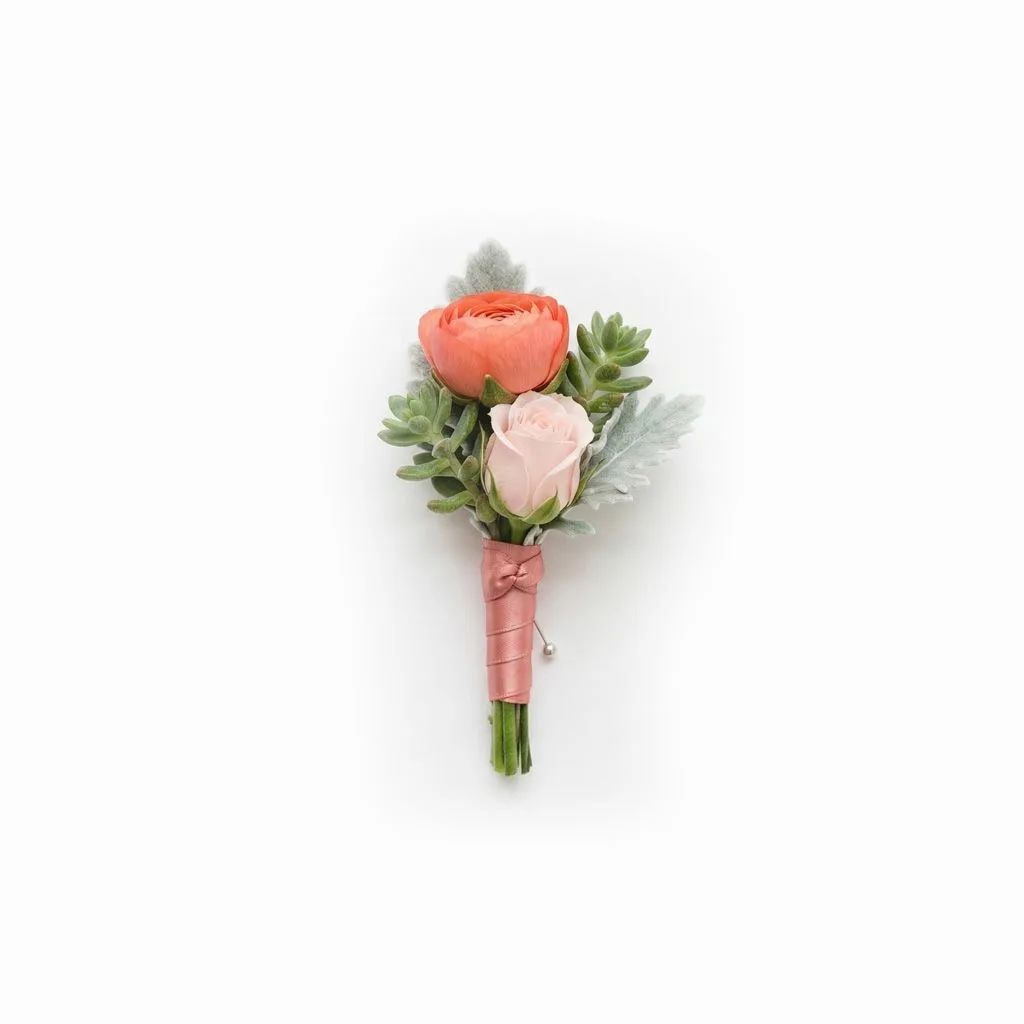 Peach Blossom Elegance Boutonniere