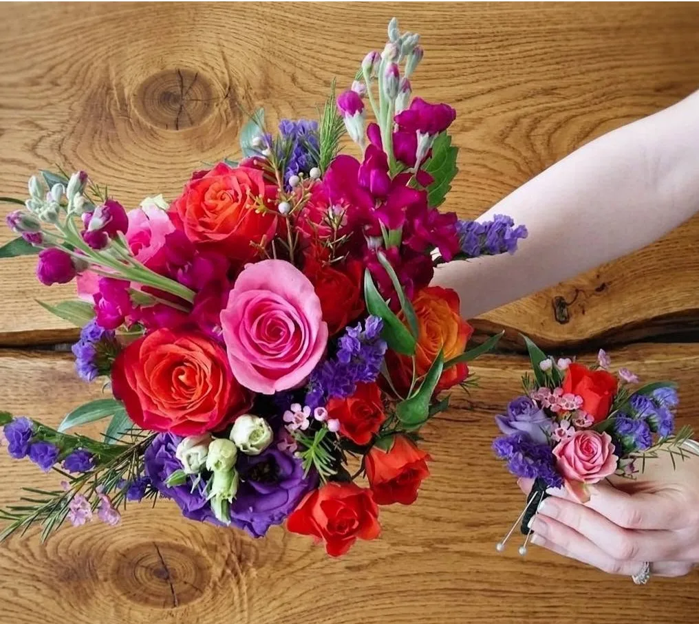 "Be Bold" Prom Bouquet and Boutonnière (SET) Prom Flowers "Be Bold" Prom Bouquet and Boutonnière (SET) Prom Flowers