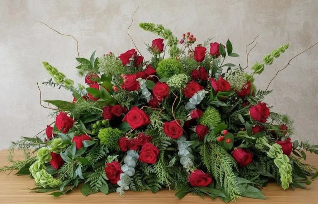 Cedar and Rose Sanctuary Casket Spray