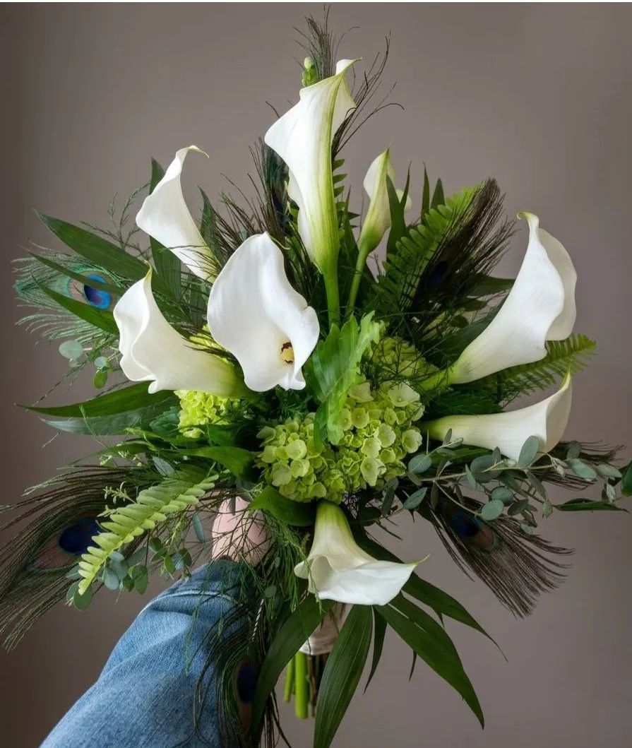 Peacock & Lilies Fresh Bouquet