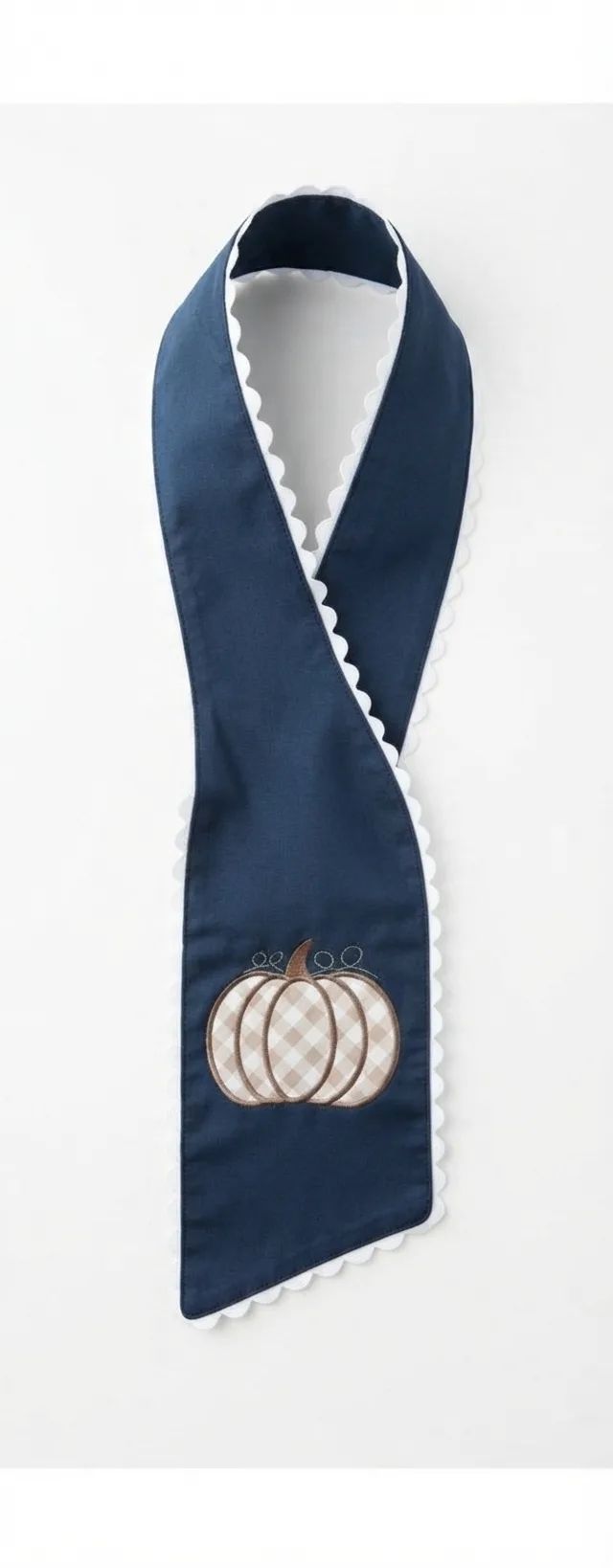 Navy and Buffalo Check Pumpkin Wreath Sash