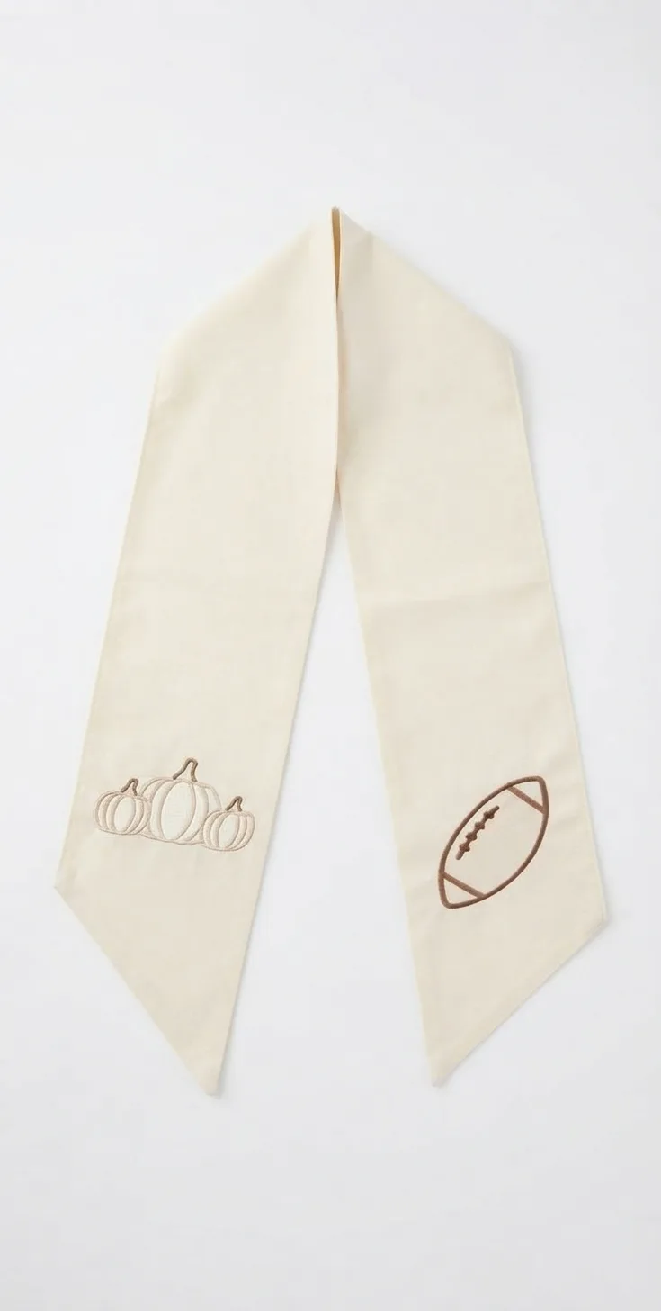 Fall Pumpkins & Football Cream Wreath Sash Fall Pumpkins & Football Cream Wreath Sash