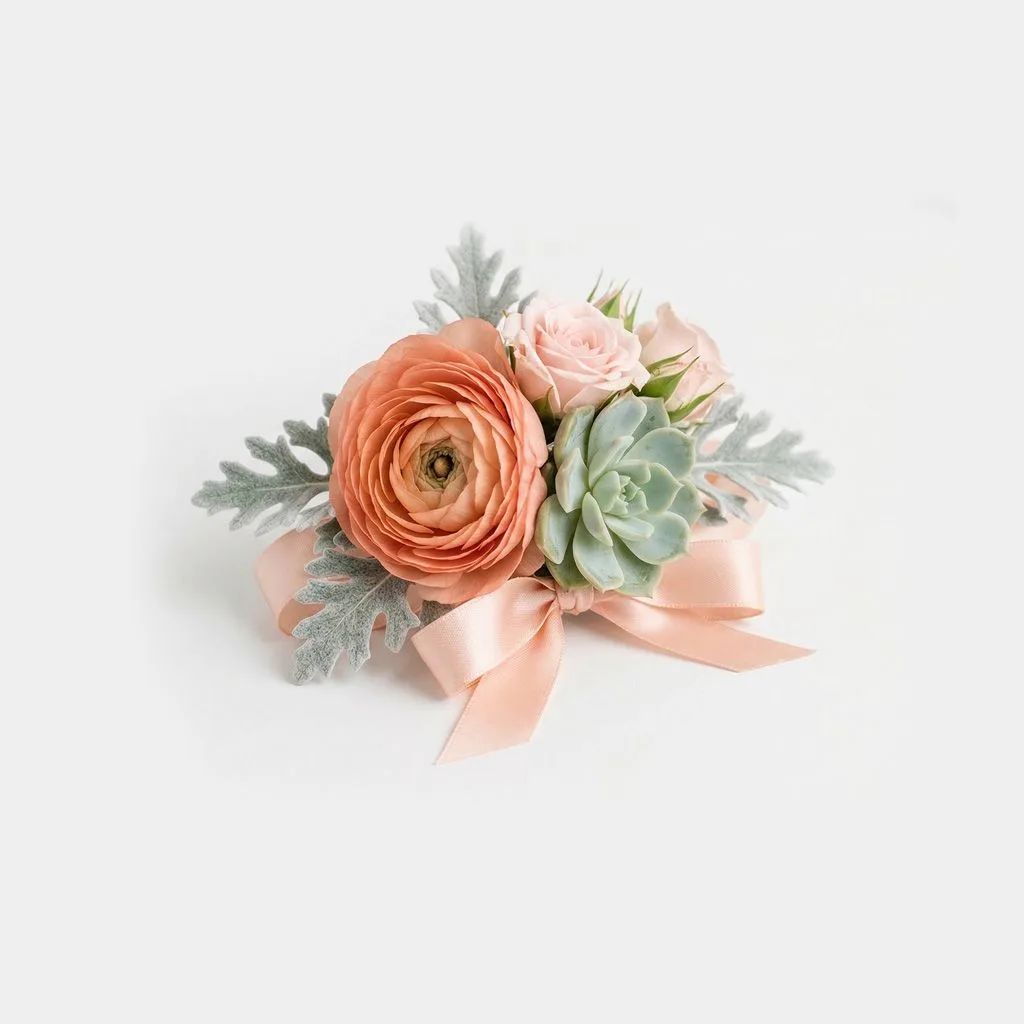 Peach Blossom Elegance Wrist Corsage
