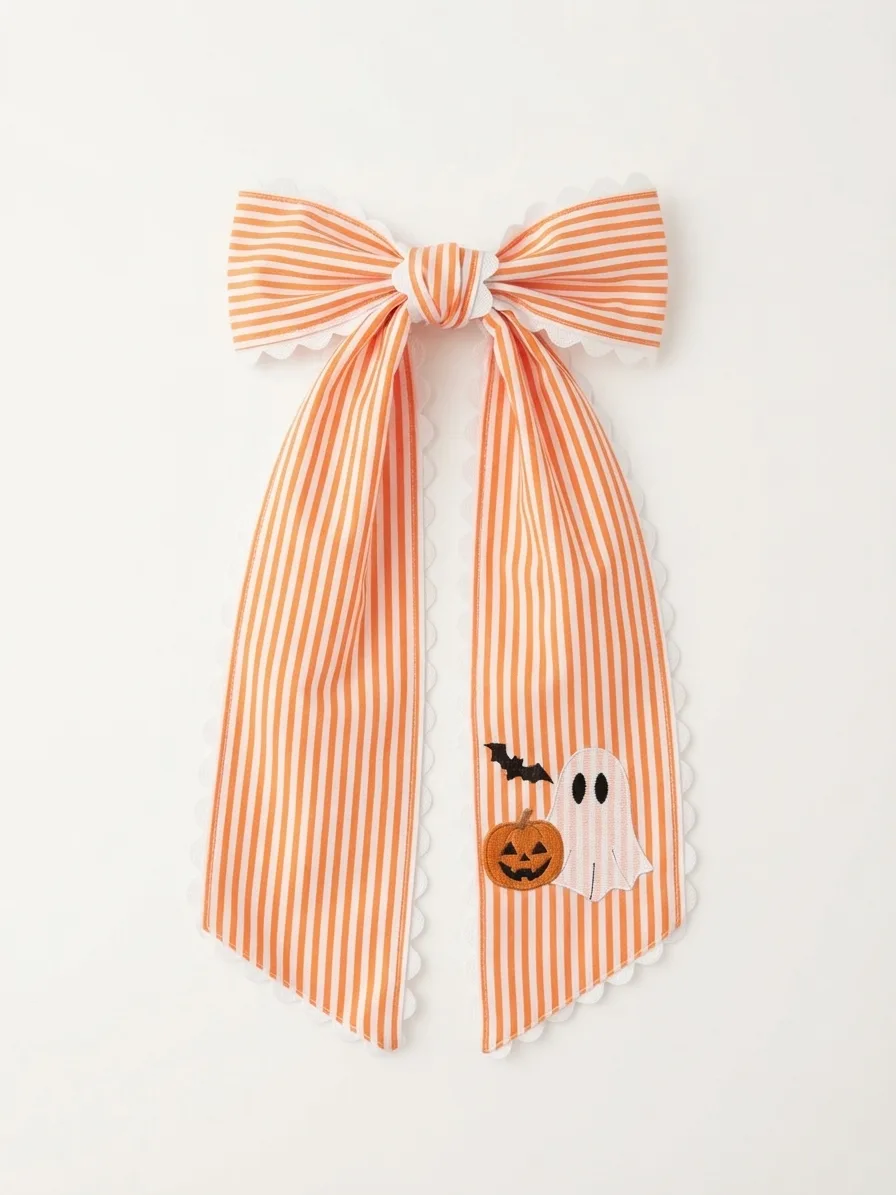Orange and White Stripe Halloween Wreath Sash Orange and White Stripe Halloween Wreath Sash