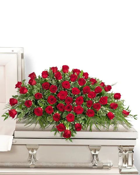50 Red Roses Casket Spray Sympathy