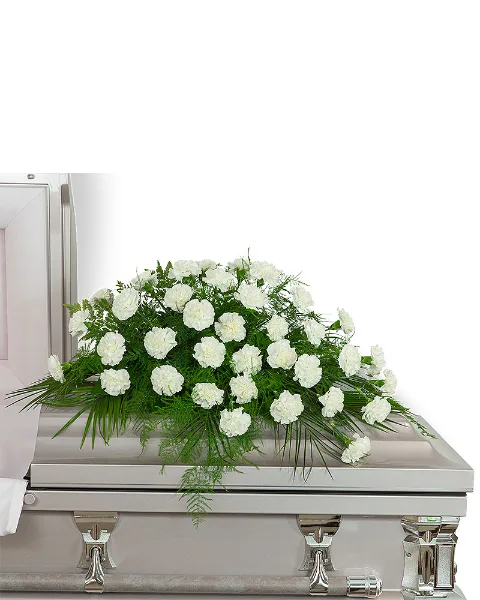 Peaceful in White Casket Spray Sympathy Peaceful in White Casket Spray Sympathy