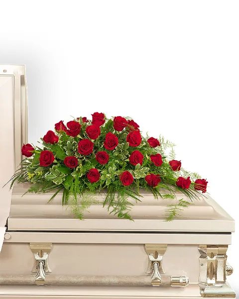 24 Red Roses Casket Spray Sympathy