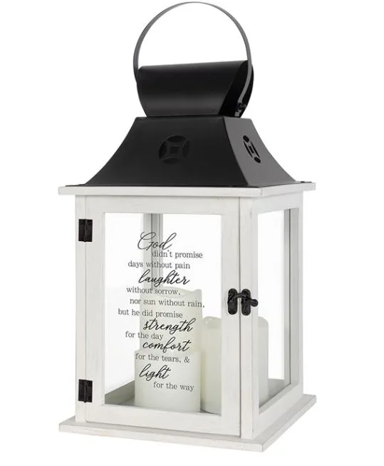 "God Didn't Promise" 3-Pillar Candle Lantern Lantern Keepsake "God Didn't Promise" 3-Pillar Candle Lantern Lantern Keepsake