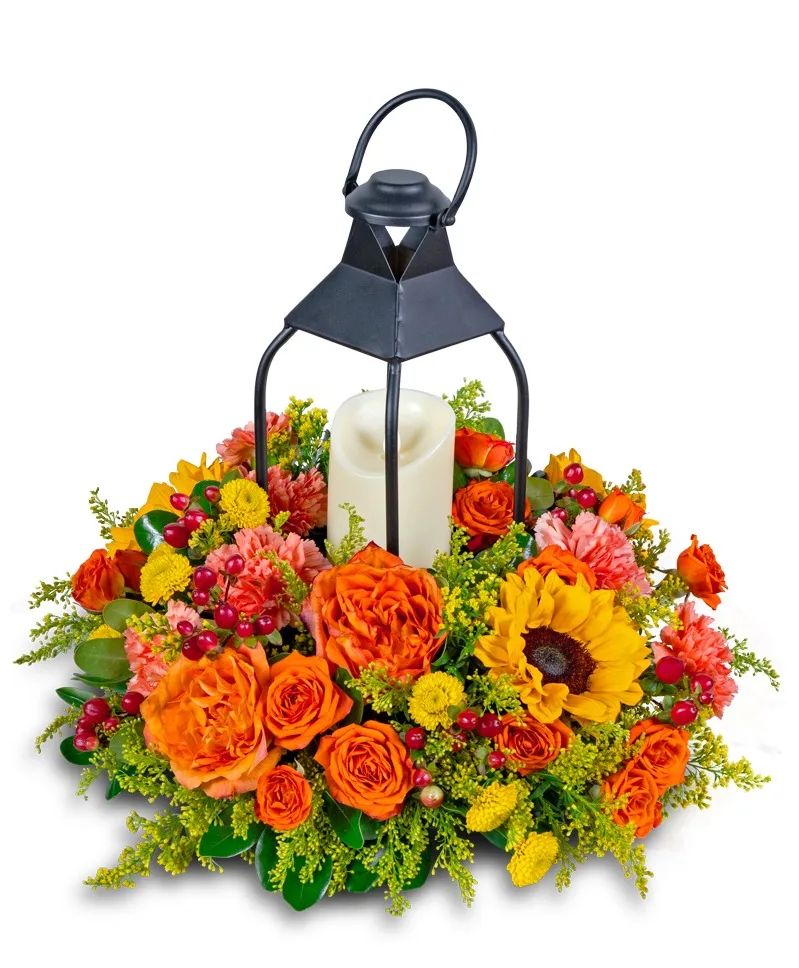Goldenrod Lantern Flower Arrangement