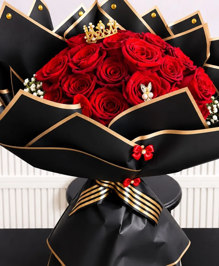 50 HANDTIED LONG STEMS ROSES Wrapped Bouquet 50 HANDTIED LONG STEMS ROSES Wrapped Bouquet