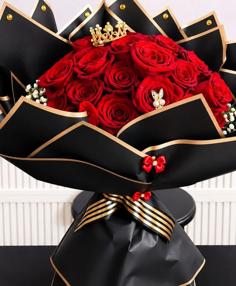 50 HANDTIED LONG STEMS ROSES Wrapped Bouquet