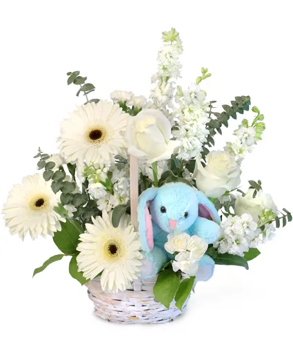 Tiny Blue Blessing Basket of Flowers Tiny Blue Blessing Basket of Flowers