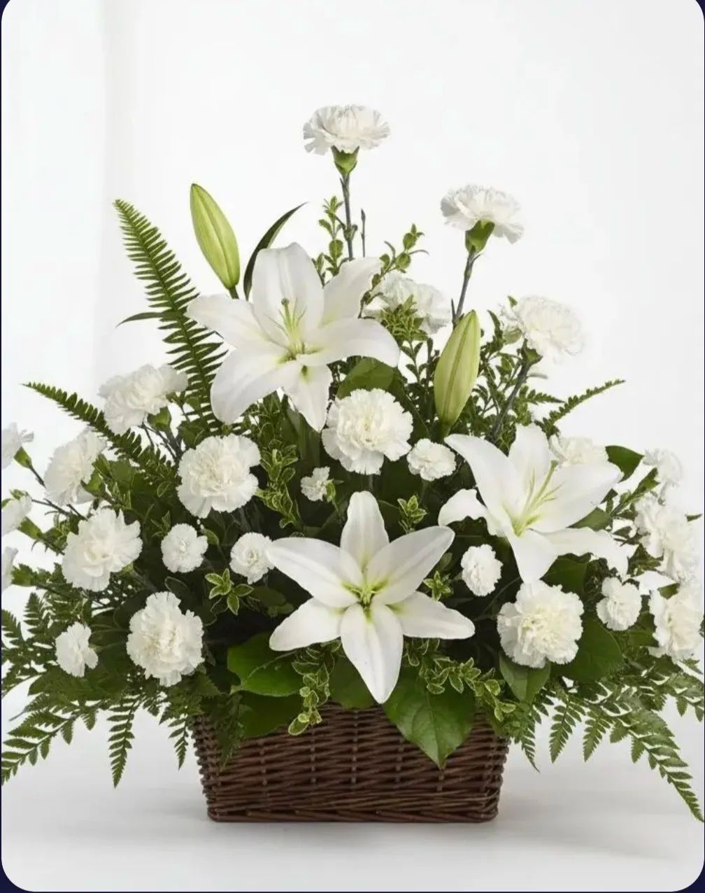 Pristine White Basket Floral Arrangement