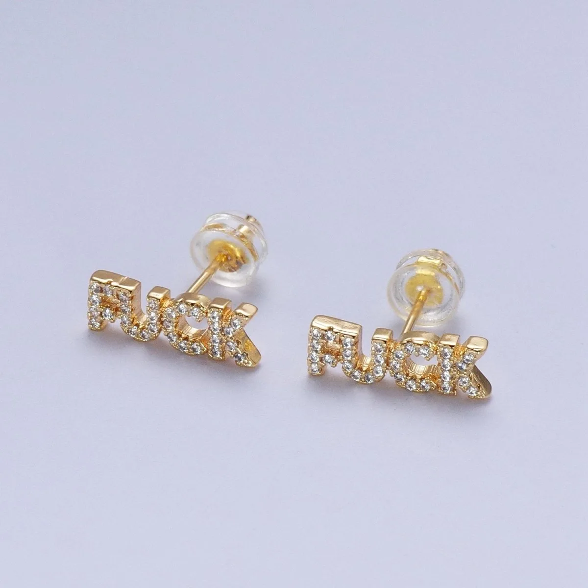Dainty 16K Gold Filled "F*ck" Script Micro Studs Dainty 16K Gold Filled "F*ck" Script Micro Studs