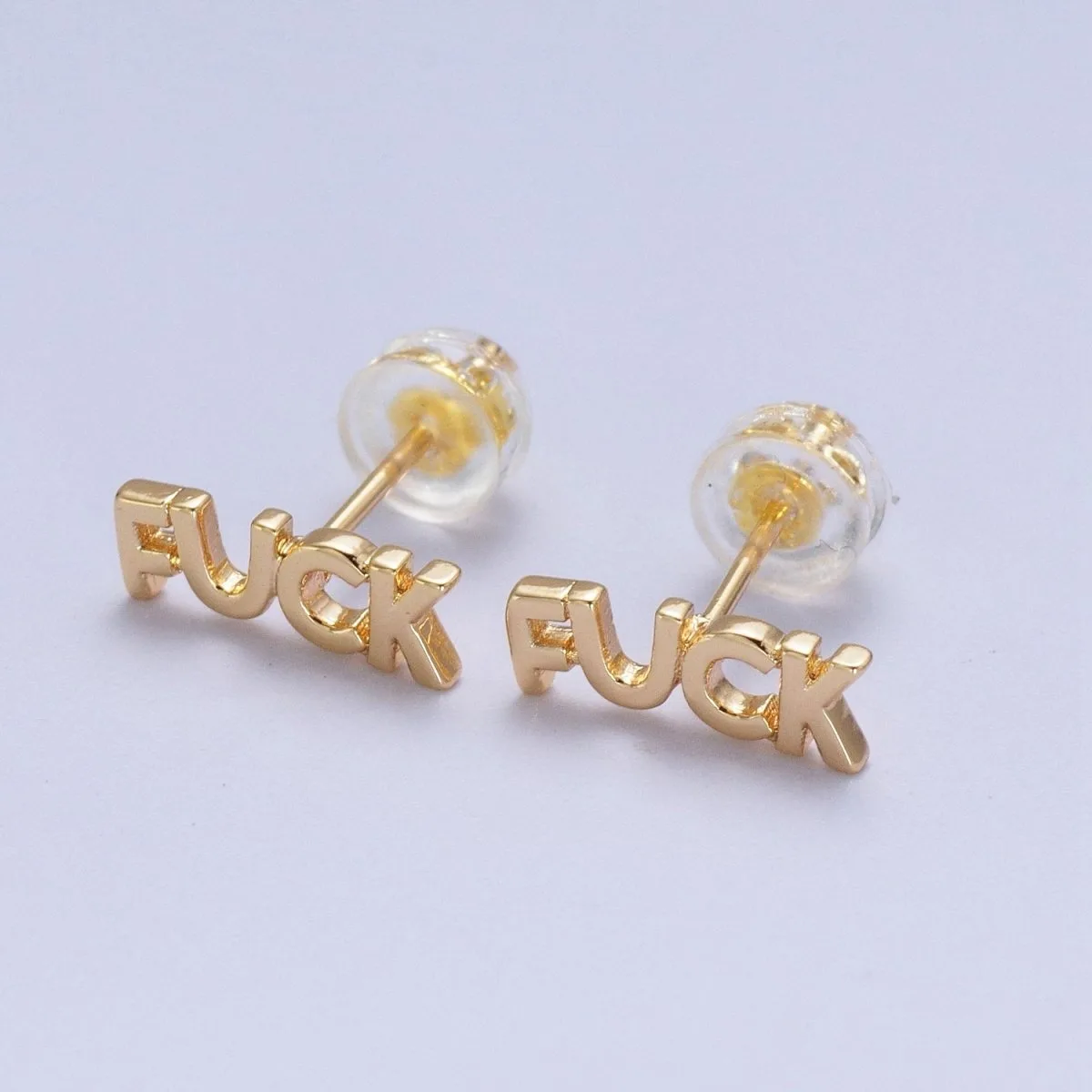 Dainty 16K Gold Filled "F*ck" Script Micro Studs Dainty 16K Gold Filled "F*ck" Script Micro Studs