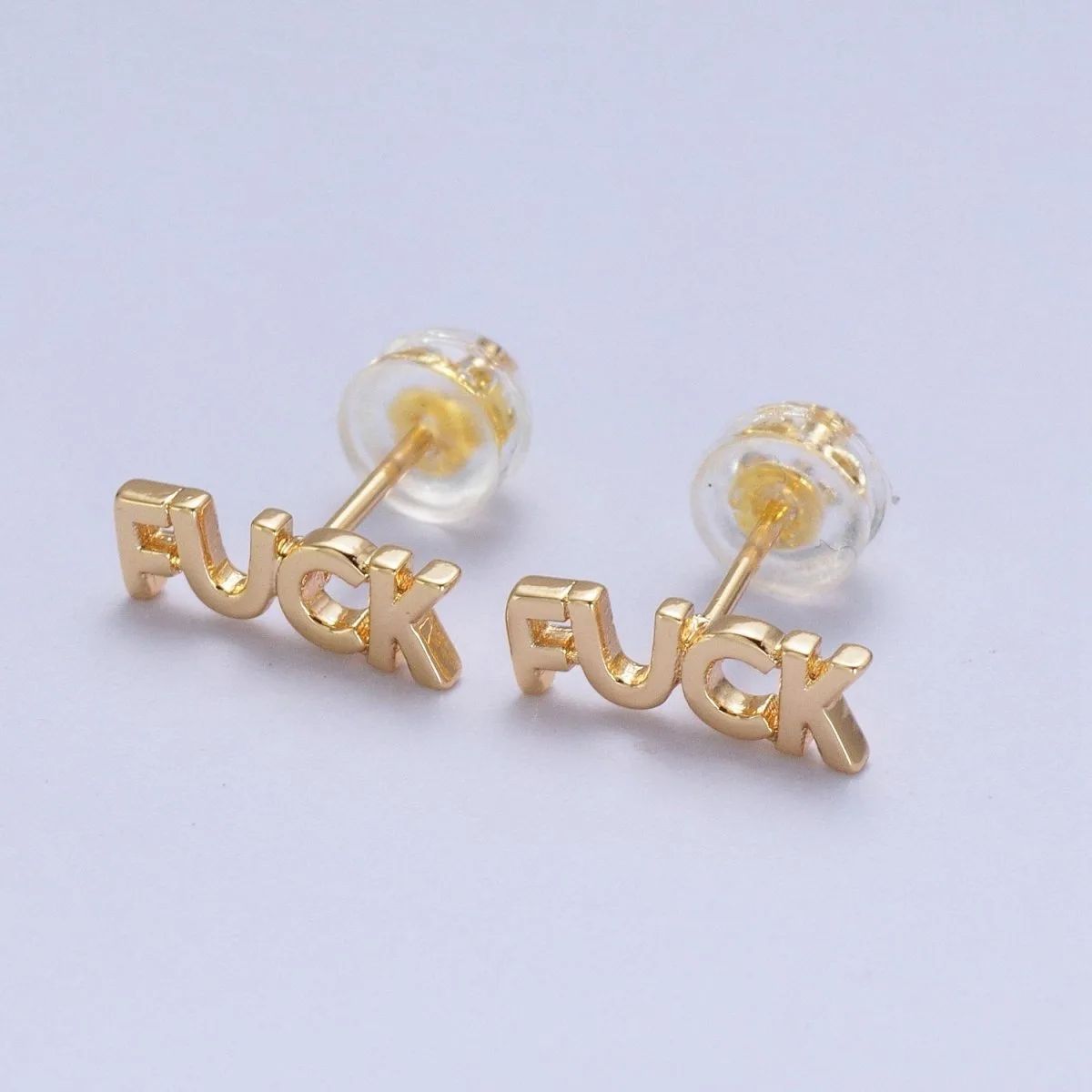Dainty 16K Gold Filled "F*ck" Script Micro Studs