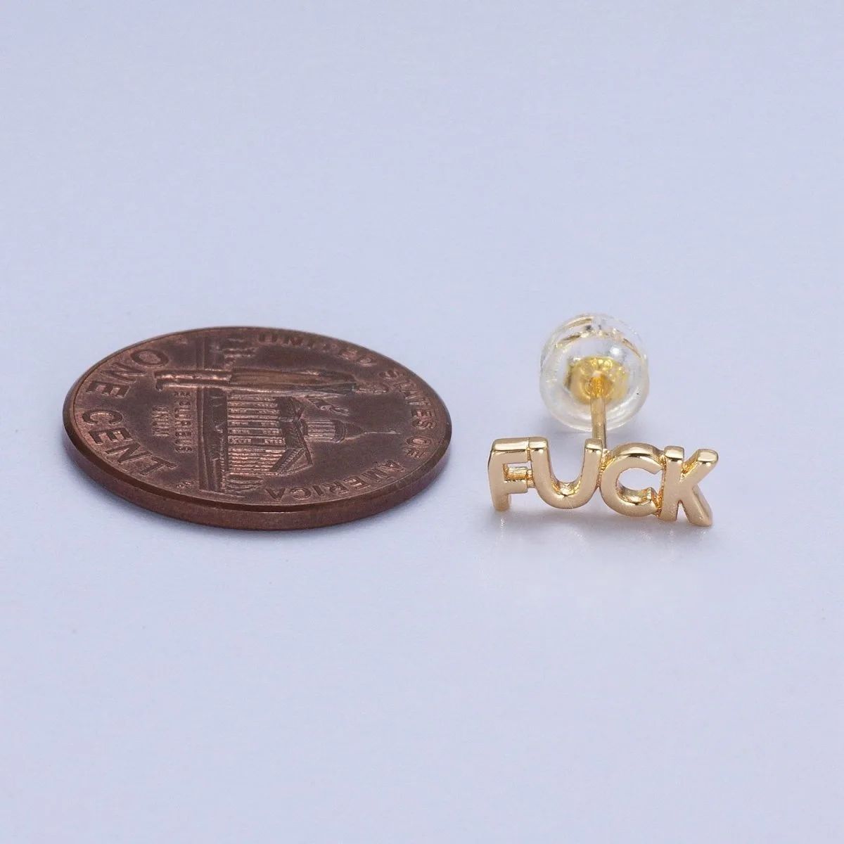 Dainty 16K Gold Filled "F*ck" Script Micro Studs