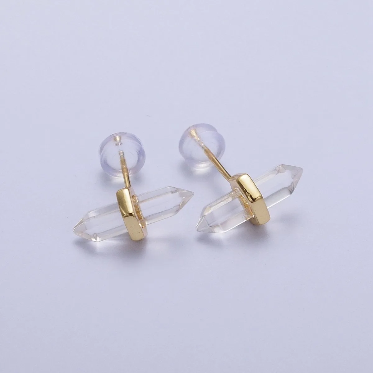 Clear Quartz Pointed Wand Gold Minimalist Stud Clear Quartz Pointed Wand Gold Minimalist Stud