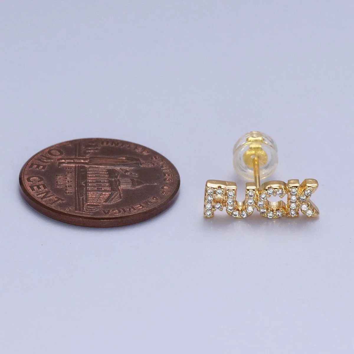 Dainty 16K Gold Filled "F*ck" Script Micro Studs Dainty 16K Gold Filled "F*ck" Script Micro Studs