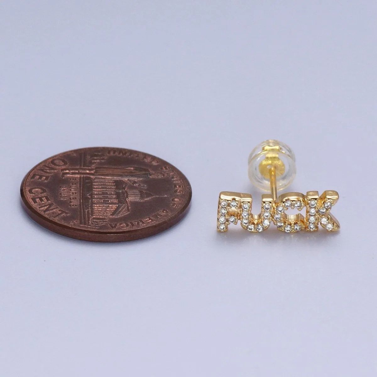 Dainty 16K Gold Filled "F*ck" Script Micro Studs