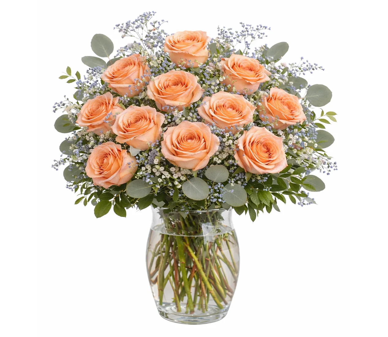 Peach Dozen Roses Mixed Arrangement Peach Dozen Roses Mixed Arrangement