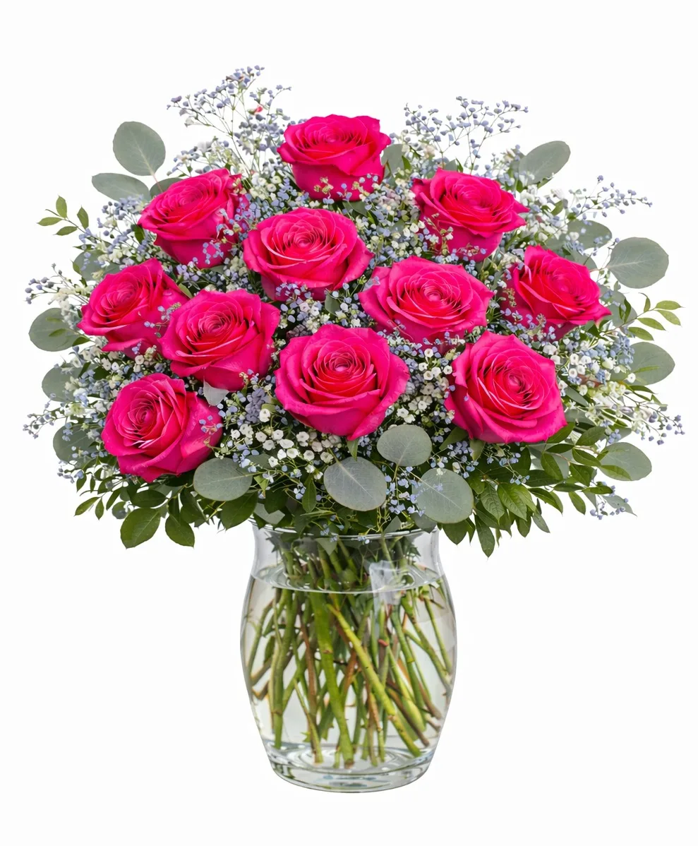 Dozen Hot Pink Roses Dozen Hot Pink Roses