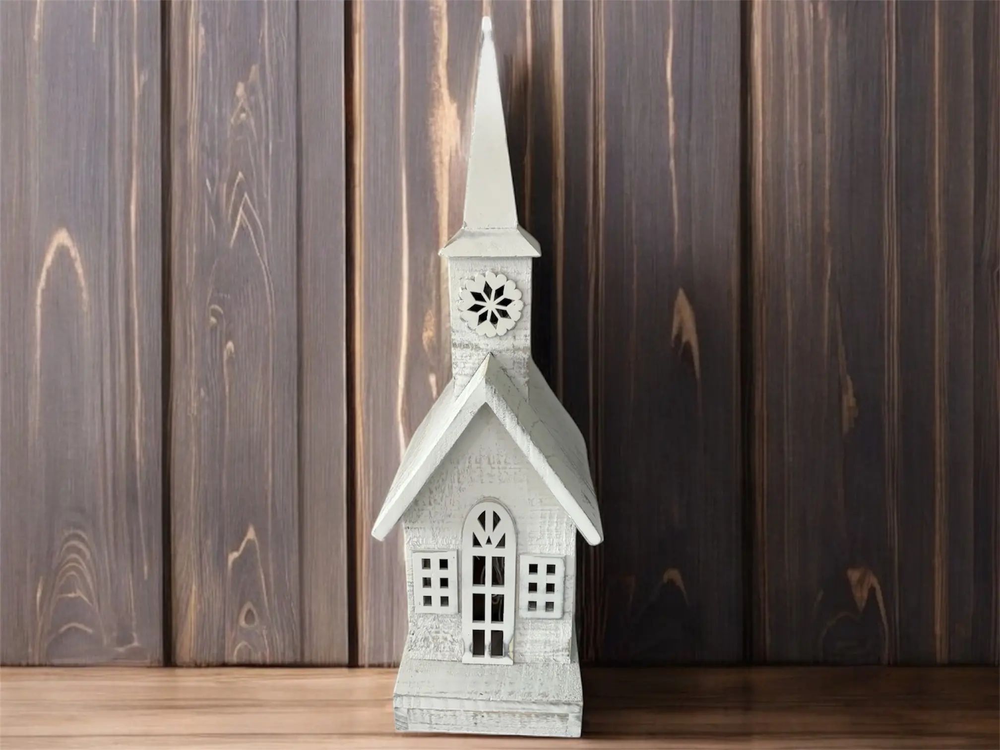 18" Lighted Wooden Church
