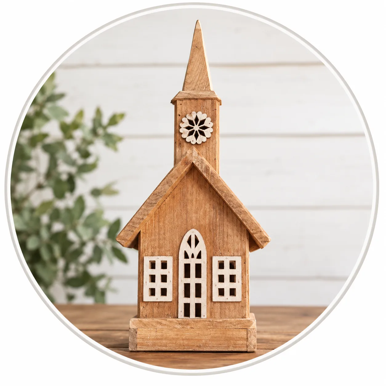 18" Lighted Wooden Church 18" Lighted Wooden Church