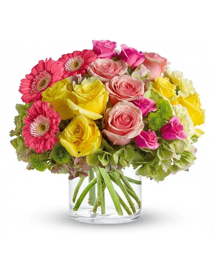 Sunset Sorbet Garden Compact Garden Vase Arrangement Sunset Sorbet Garden Compact Garden Vase Arrangement